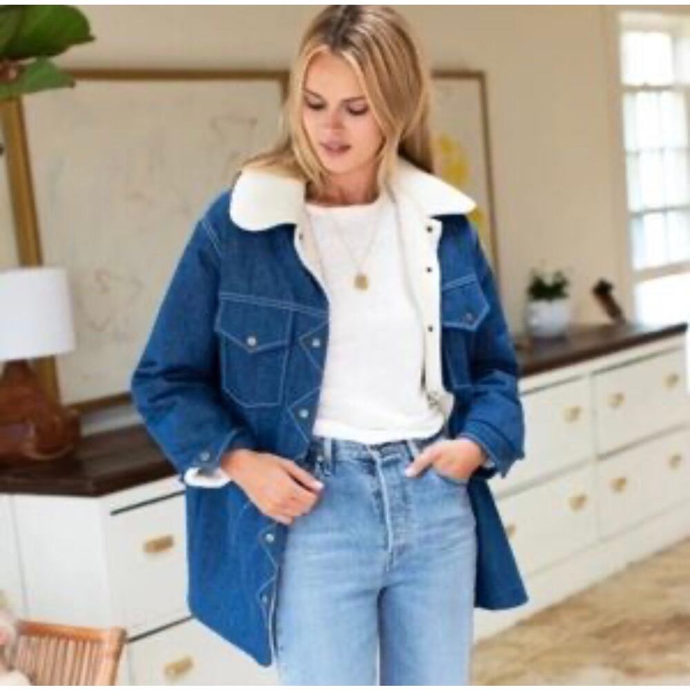 Emerson Fry Sherpa-Lined Denim Jacket | Women’s Small - Picture 5 of 6
